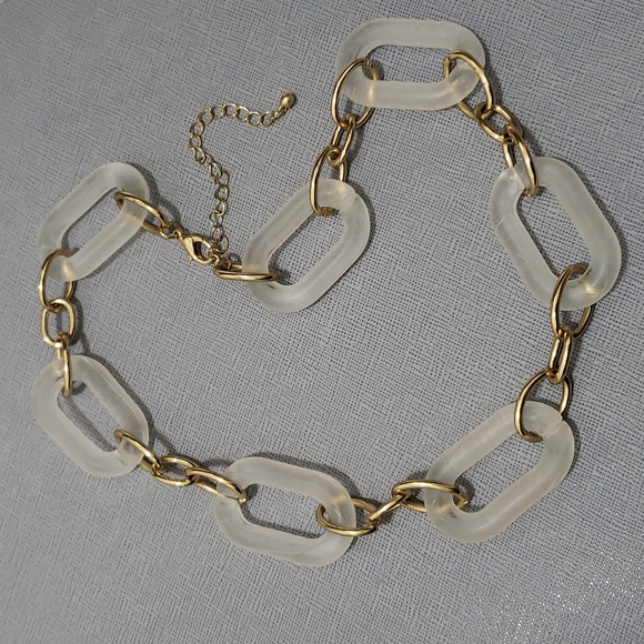 New 18" Lightweight Fashion Jewelry Large Chain Link Neclace Frosted Clear - Picture 1 of 6